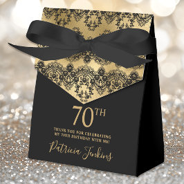 70th Birthday Elegant Gold Lace Thank You フェイバーボックス