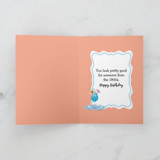 70th Birthday Flamingo Floating In a Pool カード (内部)