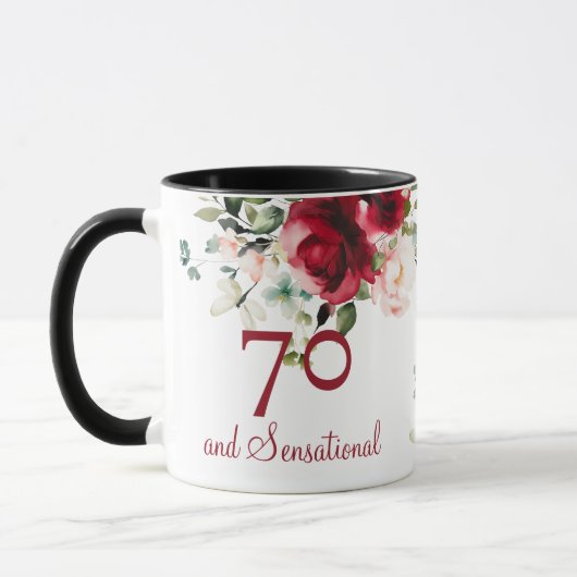 70th Birthday Floral Mug マグカップ (左)