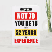70th Birthday Funny 52 Years of Experience カード (正面)