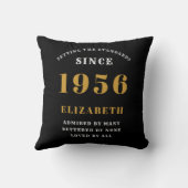 70th Birthday Gift Personalized 1956 Black Gold クッション (裏面)