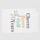 70th Birthday Golf Cheers and Beers ゴルフタオル (横)