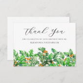 70th Birthday Holly December Birth Flower Custom サンキューカード (正面/裏面)