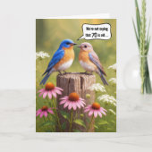 70th Birthday Humor Bluebirds On a Fence Post カード (正面)