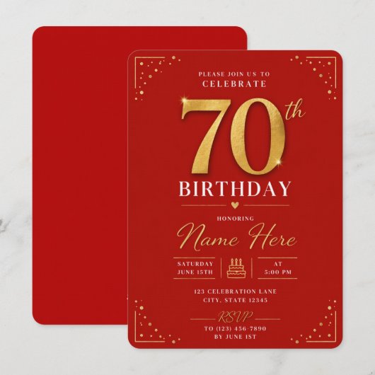 70th Birthday Invitation  招待状 (正面/裏面)