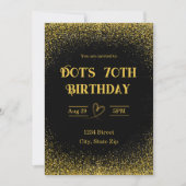 70th Birthday Invitation – Seventy in Gold 招待状 (正面)