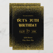 70th Birthday Invitation – Seventy in Gold 招待状 (正面/裏面)