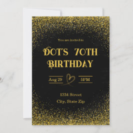70th Birthday Invitation – Seventy in Gold 招待状