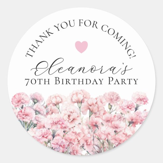 70th Birthday January Birth Flower Custom Favor ラウンドシール (正面)
