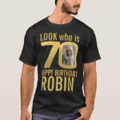 70th birthday look 70 custom gold photo and name tシャツ (正面)
