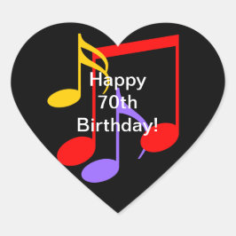 70th Birthday Music Notes  Heart Sticker ハートシール