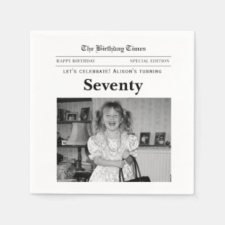 70th Birthday Newspaper Paper Napkins スタンダードカクテルナプキン