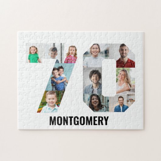 70th Birthday Number 70 Photo Collage 11 Photo ジグソーパズル (横)