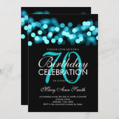 70th Birthday Partyターコイズハリウッドグラム 招待状 (正面/裏面)