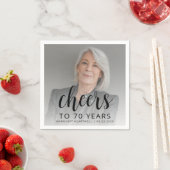 70th Birthday Partyフォトブラックスクリプト応援 スタンダードカクテルナプキン (インサイチュ)