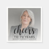 70th Birthday Partyフォトブラックスクリプト応援 スタンダードカクテルナプキン (正面)
