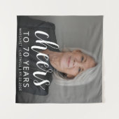 70th Birthday Partyフォトホワイトスクリプト応援 タペストリー (正面(横))