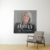 70th Birthday Partyフォトホワイトスクリプト応援 タペストリー (インサイチュ)