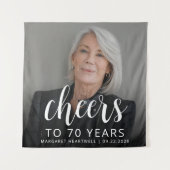 70th Birthday Partyフォトホワイトスクリプト応援 タペストリー (正面)