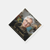 70th Birthday Partyフォト金ゴールドスクリプト応援 スタンダードカクテルナプキン (角)