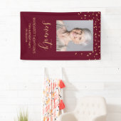 70th Birthday Partyフォト金ゴールド紙吹雪Burgundy 横断幕 (インサイチュ)