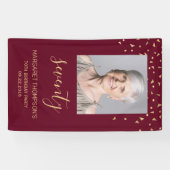 70th Birthday Partyフォト金ゴールド紙吹雪Burgundy 横断幕 (横)