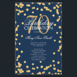 70th Birthday Partyプログラム金ゴールドグリッター（メニュー付き）<br><div class="desc">"バースデーエレガントタパーティプログラム"金ゴールドと海軍のグリッター紙吹雪とのデザインとカスタム文字付き。</div>