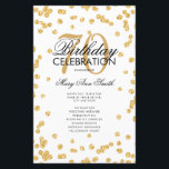 70th Birthday Partyプログラム金ゴールドグリッター（メニュー付き）<br><div class="desc">「誕生日エレガントパーティプログラム」金ゴールドのグリッター紙吹雪と文字のカスタムデザイン。</div>