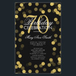 70th Birthday Partyプログラム金ゴールド紙吹雪（メニュー付き）<br><div class="desc">"バースデーパエレガントーティプログラム"金ゴールドとブラックのグリッター紙吹雪とデザイン文字付きカスタム。</div>