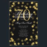 70th Birthday Partyプログラム金ゴールド紙吹雪（メニュー付き） チラシ<br><div class="desc">"バースデーパエレガントーティプログラム"金ゴールドとブラックのグリッター紙吹雪とデザイン文字付きカスタム。</div>