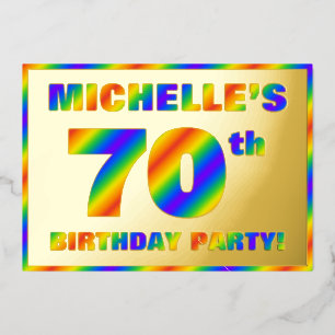 70th Birthday Party —おもしろい、レインボースペクトル「70」 箔招待状