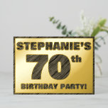 70th Birthday Party — はっきりしたWood Grainフェイク文字 箔招待状<br><div class="desc">この70度の誕生祝いはっきりした/パーティーフォイルカードの正面にはパーソナライズされた、名前、多数の「70th」、メッセージ「BIRTHDAY PARTY!」と縁ど、素朴で洗練された木目のパターンを特徴とする全てフェイクの、素朴で洗練された木目の招待状が付いている。背面にはパーソナライズされた、日付、時刻、場所/場所、その他の有用な情報など、イベントに関する詳細が表示される。カスタマイズ招待状は70歳の誕生日に行われる招待状の出席者や出席者に使われるかもしれない。[～Z0000595]</div>