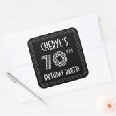 70th Birthday Party:アールデコスタイルと名前をカスタムする スクエアシール (封筒)