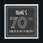 70th Birthday Party:アールデコスタイル 名前をカスタムする スタンダードランチョンナプキン<br><div class="desc">このRoaring Twentties時代スタイリッシュのアインスパイアートデコの誕生日紙ナプキンデザインの名前とメッセージのパーソナライズされた70th誕生日パーティー！。70THという数字は幾何学的に並んだ外観をファンシー持っている。紙のナプキンは、誰かの70歳の誕生日や他の70イベントのお祝いで開催されるパーティーで使用されるかもしれない。[～Z0000659]</div>