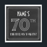 70th Birthday Party:アールデコスタイル 名前をカスタムする スタンダードランチョンナプキン<br><div class="desc">このRoaring Twentties時代スタイリッシュのアインスパイアートデコの誕生日紙ナプキンデザインの名前とメッセージのパーソナライズされた70th誕生日パーティー！。70THという数字は幾何学的に並んだ外観をファンシー持っている。紙のナプキンは、誰かの70歳の誕生日や他の70イベントのお祝いで開催されるパーティーで使用されるかもしれない。[～Z0000659]</div>