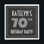 70th Birthday Party:アールデコスタイル 名前をカスタムする スタンダードランチョンナプキン<br><div class="desc">この1920年代から1930年代のスタイルインスパイアは、カスタマイズ可能な名称、10の画廊の外観の「70th」、メッセージの「BIRTHDAY PARTY!」、パーティー紙ナプキンデザインを備えファンシーて、メッセージの「BIRTHDAY PARTY!」、およびライン。背景はデフォルトでは黒で表示されるが、好カスタマイズみの色にも色を付け違うることがもしできる。誕生日エレガントをテーマにした紙のナプキンは、70歳の誕生日を迎える人の誕生会で使わ祝れるかもしれない。[～Z0000616]</div>