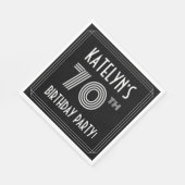 70th Birthday Party:アールデコスタイル+名前をカスタムする スタンダードランチョンナプキン (角)