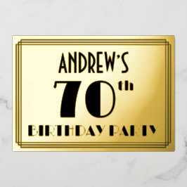 70th Birthday Party —アールデコ検索「70」 +名前 箔招待状