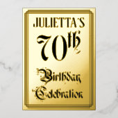 70th Birthday Party – スクリプエレガントト+名前をカスタムする 箔招待状 (正面)