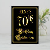 70th Birthday Party – スクリプファンシートと名前をカスタムする 箔招待状 (立ち正面)