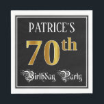 70th Birthday Party – スクリプファンシート、フェイク金ゴールド・ルック スタンダードランチョンナプキン<br><div class="desc">この豪華で華美誕生日をテーマにした紙ナプキンデザインは、名前をカスタムするとメッセージ「70th Birthday Party」を備えている。70位の大きな数字は模写・金ゴールド塗りフェイクの模様を持ちインスパイア、「バースデーパーティー」という言葉はスクリプトスタイル文字でファンシーある。背景はデフォルトでは黒で表示されカスタマイズる。こファンシーの様な紙のナプキンは、誰か70歳の誕生日を祝って開催される誕生祝いやパーティーで使用されるかもしれない。[～Z0000565]</div>