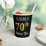 70th Birthday Party – スクリプファンシート、フェイク金ゴールド・ルック 紙コップ<br><div class="desc">この豪華華美な誕生日紙カップデザインは、名前をカスタムするとメッセージ"70th Birthday Party"を備えている。70位の大きな数字は模写・金ゴールド塗りフェイクの模様を持ちインスパイア、「バースデーパーティー」という言葉はスクリプトスタイル文字でエレガントある。背景はデフォルトでは黒で表示されカスタマイズる。このファンシー様な紙カップは、誰かの70歳の誕生日のお祝いで開催される誕生日パーティーやお祝いで使用されるかもしれない。[～Z0000567]</div>