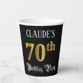 70th Birthday Party – スクリプファンシート、フェイク金ゴールド・ルック 紙コップ (正面)