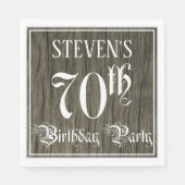70th Birthday Party — ファンシー Script, フェイク Wood Look スタンダードランチョンナプキン (正面)