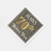 70th Birthday Party — フェイク金ゴールド&ウッドフェイク・ルックス スタンダードランチョンナプキン (角)