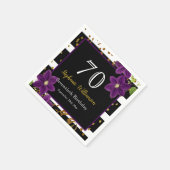 70th Birthday Party |ブラック&金ゴールドグリッター スタンダードカクテルナプキン (角)