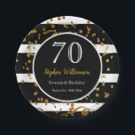 70th Birthday Party |ブラック&金ゴールドグリッター ペーパープレート<br><div class="desc">70th Birthday Party |ブラック&金ゴールドグリッターデザイン。これは、テンプレートを追加する準備ができている詳細である。</div>