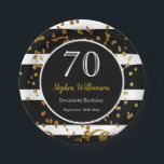 70th Birthday Party |ブラック&金ゴールドグリッター ペーパープレート<br><div class="desc">70th Birthday Party |ブラック&金ゴールドグリッターデザイン。これは、テンプレートを追加する準備ができている詳細である。</div>