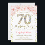 70th Birthday Party – ホワイト金ゴールドピンク 招待状<br><div class="desc">第70回バースデーパーティーの女性への招待フローラエレガントデザイン赤面ピンク、白およびグリッターフェイク金ゴールド。薄暗いピンクのバラとダイヤモンドのフォント。マイルストーンスタイリッシュの大人の誕生祝いに最適</div>