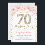 70th Birthday Party – ホワイト金ゴールドピンク 招待状<br><div class="desc">第70回バースデーパーティーの女性への招待フローラエレガントデザイン赤面ピンク、白およびグリッターフェイク金ゴールド。薄暗いピンクのバラとダイヤモンドのフォント。マイルストーンスタイリッシュの大人の誕生祝いに最適</div>